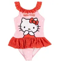 Hello Kitty Badeanzug mit Rüschen Schwimmanzug Einteiler in rosa | Gr.: 134/140