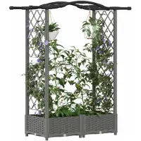 vidaXL Hochbeet mit Rankgitter und Dach Hellgrau 124 x 40 x 123 cm PP