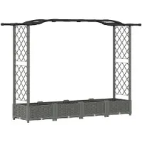 vidaXL Hochbeet mit Rankgitter und Dach Hellgrau 207 x 40 x 123 cm PP