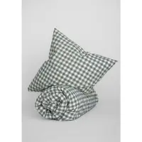Mela London Perkal Bettwäsche Set Style MAJULI Check in herbal green - naturweiss karo | Gr.: 240x220 (2x 80x80 cm)
