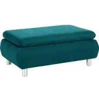 58 aufm Kessel HOCKER Kaye Bezug Veloursstoff Metallfuß verchromt / petrol | Gr.: onesize