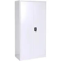 Décoshop26 - Mehrzweck-Büroschrank mit sechs Ablagen Kleiderstange und abschließbarem Fach 185 x 90 x 45 cm graues Metall 04_0006414