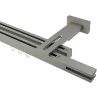 Interdeco GARDINENSTANGE INNENLAUF Quadline (Multi) Diapo 300 cm (geteilt in 3 x 100 cm), 2-läufig, 20x20 mm Satin-Silber