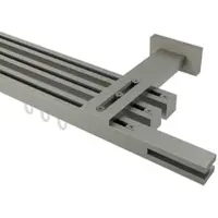 Interdeco GARDINENSTANGE INNENLAUF Quadline (Multi) Diapo 300 cm (geteilt in 3 x 100 cm), 3-läufig, 20x20 mm Satin-Silber