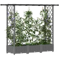 vidaXL Hochbeet mit Rankgitter und Dach Hellgrau 164 x 40 x 121 cm PP