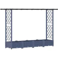 vidaXL Hochbeet mit Rankgitter und Dach Grau 203 x 40 x 121 cm PP