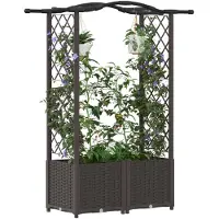 vidaXL Hochbeet mit Rankgitter und Dach Braun 125 x 40 x 138 cm PP