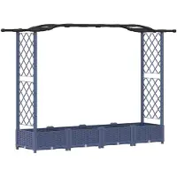 vidaXL Hochbeet mit Rankgitter und Dach Grau 207 x 40 x 123 cm PP