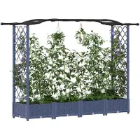vidaXL Hochbeet mit Rankgitter und Dach Grau 207 x 40 x 123 cm PP