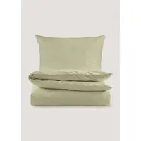 Hessnatur Perkal Bettwäsche-Set in pastelloliv | Gr.: 200 x 200 + 2 x 80 x 80 cm