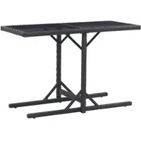 Furnicato Gartentisch Schwarz 110x53x72 Cm Glas Und Poly Rattan