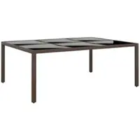 Furnicato Gartentisch Mit Glasplatte Braun 200x150x75 Cm Rattan
