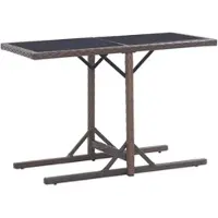 Furnicato Gartentisch Braun 110x53x72 Cm Glas Und Poly Rattan