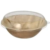 Papstar Starpak 10 Schalen, Palmblatt mit rPET Deckel "Kombipack" rund - 300 ml Ø 15 cm · 8,3 cm
