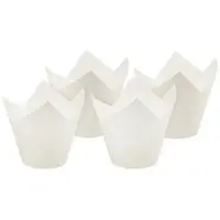 Papstar Backförmchen "Tulip" Ø 5 cm, 8,5 cm, weiß, ideal zum Backen | Folie (200 Stück)