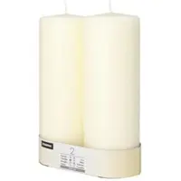 Papstar Starpak 2 Stumpenkerzen Ø 80 mm mit Flachkopf 150 mm - weiss