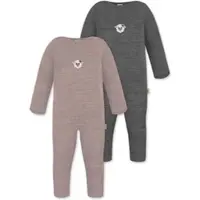 Normani Outdoor Sports 2er Pack Baby Merino Strampler Tangoio in Anthrazit/Rosa | Gr.: 62