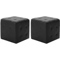 Décoshop26 - Set aus 2 beschrifteten Pouf-Hockern/Fußstützen 30 x 30 x 30 cm aus schwarzem PVC DEC030041 DEC030041