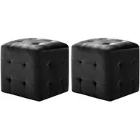 Décoshop26 - Set aus 2 getufteten Fußhockern/Poufs 30 x 30 x 30 cm schwarzer Samtstoff DEC029939 DEC029939