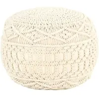 Décoshop26 - Handgeflochtener Seil-Pouf/Hocker/Fußstütze 45 x 30 cm beige Baumwolle DEC029981 DEC029981