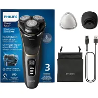 Philips Series 3000 Elektrorasierer Herren S3342/13, Wet & Dry, SkinProtect-Technologie, ausklappbarer Bartschneider, Ladestation & Reiseetui, Schwarz