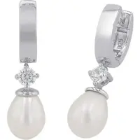 Amor Creolen für Damen, Sterling Silber 925, Zirkonia (synth.) Süßwasserzuchtperle amor Silber