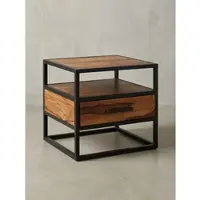 KADIMA DESIGN Nachttisch – Massivholz/Metall, 50x45x45 cm, Schublade, Industrial-Stil