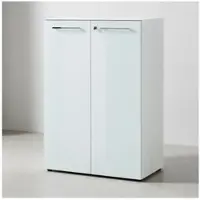 KADIMA DESIGN Aktenschrank "Muenchen" Glasfront Soft-Close Abschließbar, Weiß 80x37x120cm