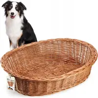 Kadax Hunde und Katzenliege aus Weide, Haustierbett in Naturfarbe, Hundebett (20x85x67cm)