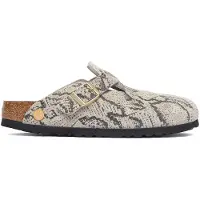 Birkenstock für Damen. 1033086 Leder-Clogs Boston (Schmale Passform) beige (36), Wohnung, Wildleder, Keine, Lässig, Tierdruck