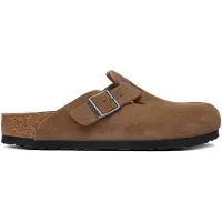 Birkenstock für Damen. 1032795 Leder-Clogs Boston (Schmale Passform) braun (37), Wohnung, Wildleder, Keine, Lässig