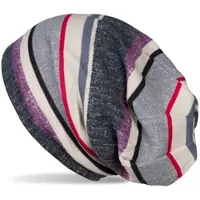 StyleBREAKER Feinstrick Beanie Mütze in Lila-Grau-Beige | Gr.: onesize