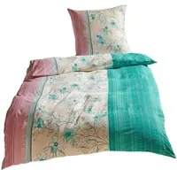 TRAUMSCHLAF Soft-Touch Mikrofaser Bettwäsche Fiori grün 240x220 cm + 2x 80x80 cm