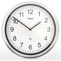 Mebus Funk-Wanduhr 26 cm lautlos silberner Rahmen Modell