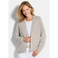 Goldner Strickjacke mit Strickbandblende in stein | Gr.: 42