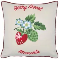 Greengate Kissen BERRY SWEET MOMENTS Sand mit ERDBEEREN Gestickt 40x40 | Gr.: onesize