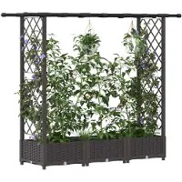 vidaXL Hochbeet mit Rankgitter und Dach Braun 164 x 40 x 121 cm PP