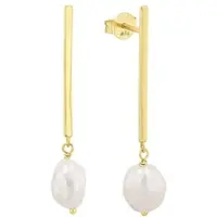 Amor Ohrhänger für Damen, Sterling Silber 925 vergoldet, Perle amor Gold