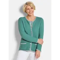 Goldner Elegante Strickjacke mit Taschen in salbei / gemustert | Gr.: 44
