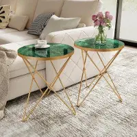 OEM Rundes Glasplatten-Design für Wohnzimmer - Resistent gegen Kratzer - 40x40 cm - Grünes und Goldenes Muster