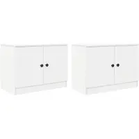 vidaXL Bettschrank mit Tür 2 pcs Weiß 66 x 35 x 48 cm Holzwerkstoff