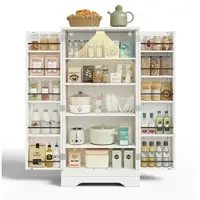 OKWISH Freistehender Küchenschrank 2-türig mit LED-Sensorlicht, verstellbare Regale, Stauraum, kompakt & modernes Design 120x60x40 Weiß