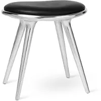 MATER Stuhl, schwarz, Aluminium/Leder, Höhe 47 cm - , Stuhl, Metallisch, für Esszimmer, Aluminium, Design