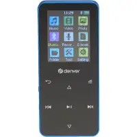 Denver MP3/MP4-Player – Bluetooth – Zufallswiedergabe/Wiederholung – SD-Karte bis zu 128 GB – inkl. Ohrhörer – Diktiergerät – MP1830BU – Blau