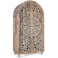 GINER Y COLOMER Teakholzschrank mit handgefertigten Schnitzereien, 188 cm | Gr.: onesize