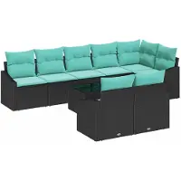 vidaXL Sofa Set 9 Stk. Schwarz [Synthetisch]: Poly Rattan