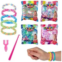 Teddies Gestalte dein eigenes Armband – 5000 Gummibänder + Zubehör in 4 Farben in einem Beutel (17 x 22 cm)