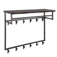 KAWOLA Garderobe ADORA Akazie Metall Hutablage 12 Haken schwarz
