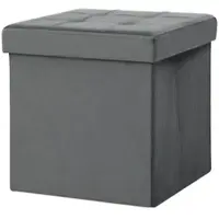 OKWISH Aufbewahrungshocker Polyester Grau 38x38x38 cm faltbar mit 37,6 L Stauraum