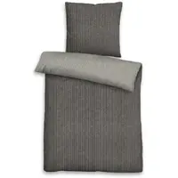 TRAUMSCHLAF Melange Flanell Bettwäsche Streifen Doubleface Kissenbezug 40x80 cm